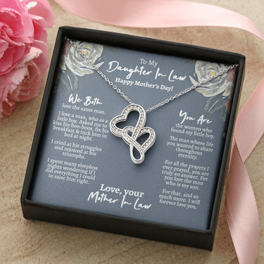 Daughter In Law Mothers Day Intertwined Hearts Necklace - Love You This Much